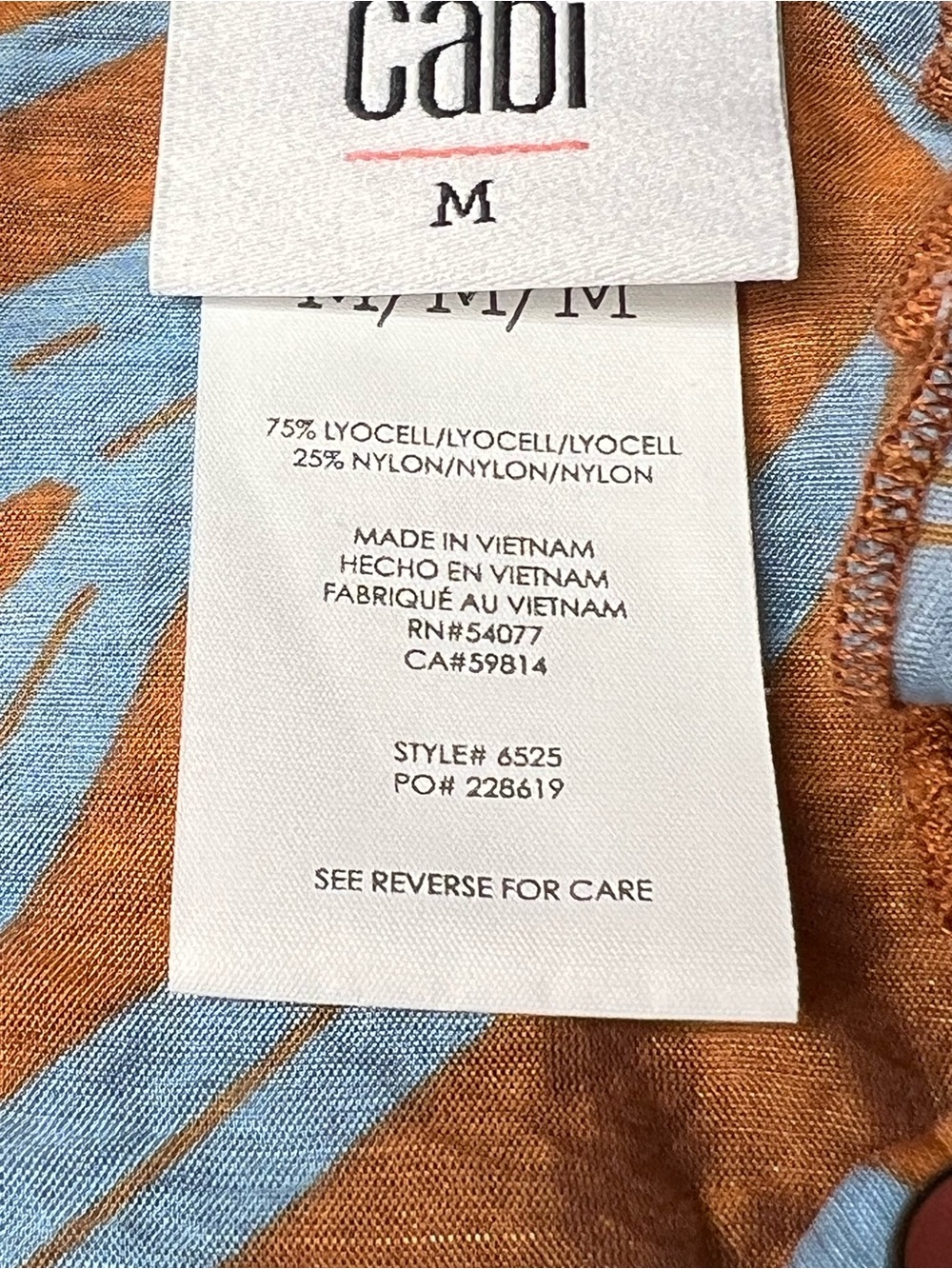 Cabi Tropical Palm Print Sleeveless Blouse Size Medium | Ruffle Front style 6525 - Picture 5 of 7